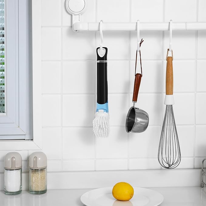 SUBEKYU Dish Brushes with Soap Dispenser, Kitchen Dish Scrubber Brushes with - Image 5