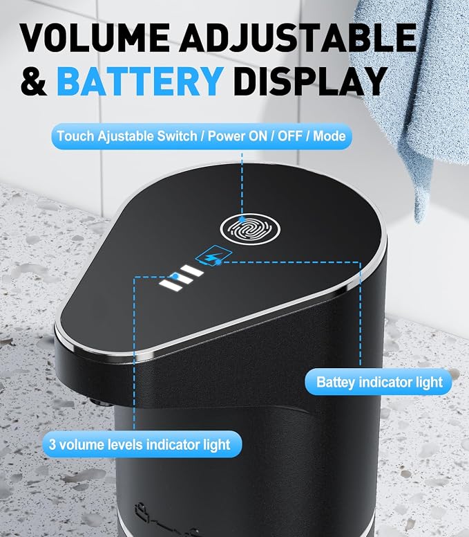 Automatic Soap Dispenser, Touchless Hand Wall Mount Rechargeable 3 Gear - Image 5