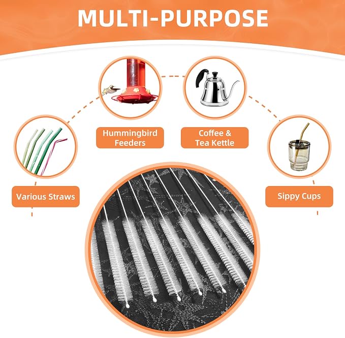 Cleaning Brushes for Reusable Drinking Straws, Long Wire Handle, Bottle and - Image 6
