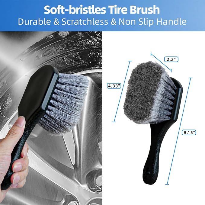 9Pcs Car Wheel Detailing Brush Kit – Scratch-Free Rim & Tire Cleaner Brushes - Image 4
