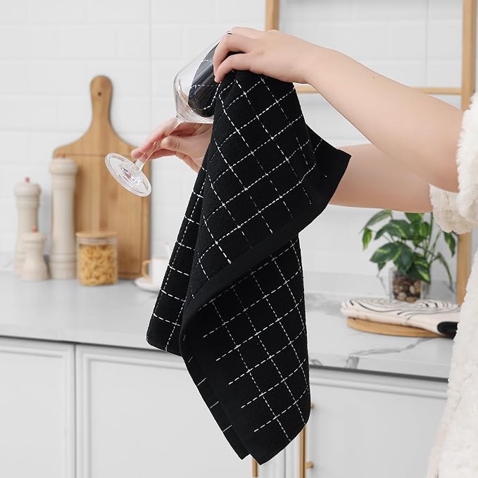 Homaxy 100% Cotton Terry Kitchen Towels, Checkered Designed, Soft and Super - Image 4