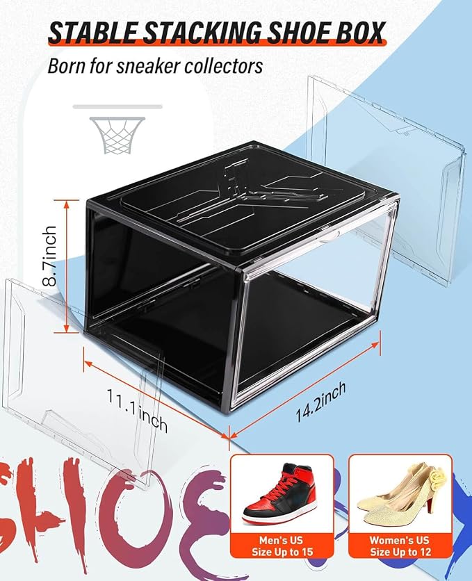 KDOR Shoe Boxes Clear Plastic Stackable 10 Pack Sneaker Storage Boxes - Image 2