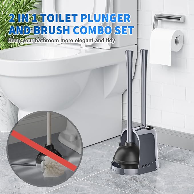 Toilet Plunger and Brush, Bowl Brush and Heavy Duty Toilet Plunger Set - Image 7