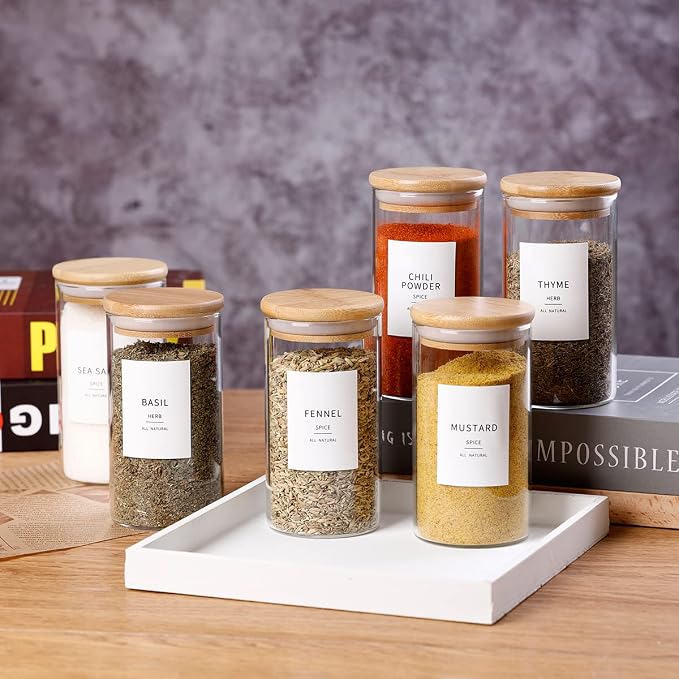 12 Pcs Glass Spice Jars With Bamboo Airtight Lids, 8oz Thicken Spice Containers - Image 8