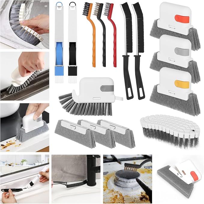 15 Pcs Window Groove Cleaning Brush Tool, Door Window Track Cleaner Groove Gap - Image 3