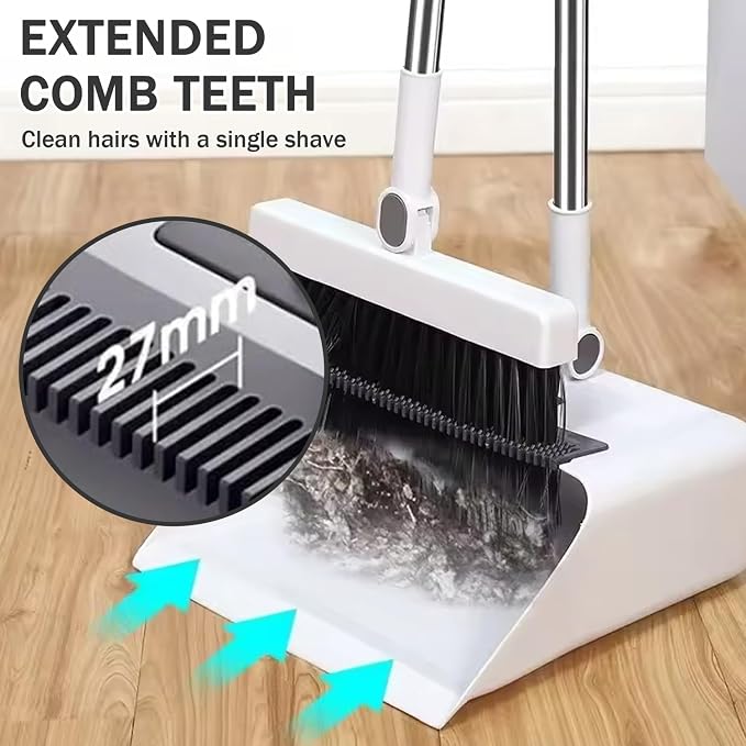 3-in-1 Broom with Dustpan Combo Set Foldable and Rotating Broom and Dustpan Set - Image 5