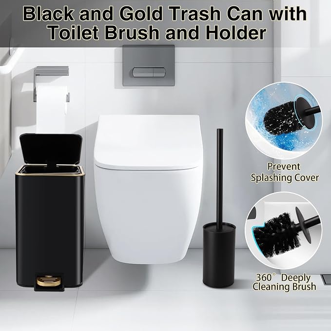 Small Bathroom Trash Can with Lid Soft Close, 1.8 Gallon Stainless Steel - Image 4