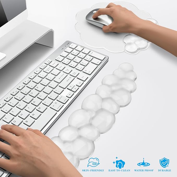 Gel Cloud Keyboard and Mouse Wrist Rest, Cute Wrist Support and Arm Support Rest - Image 6