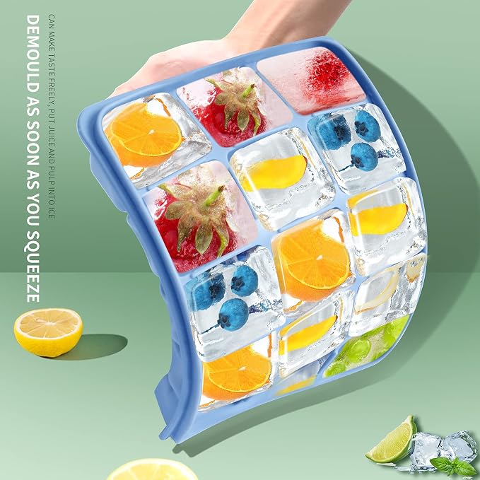 Ice Cube Trays Set of 2, Easy Release 15 Flexible Silicone Ice Cube Molds - Image 5