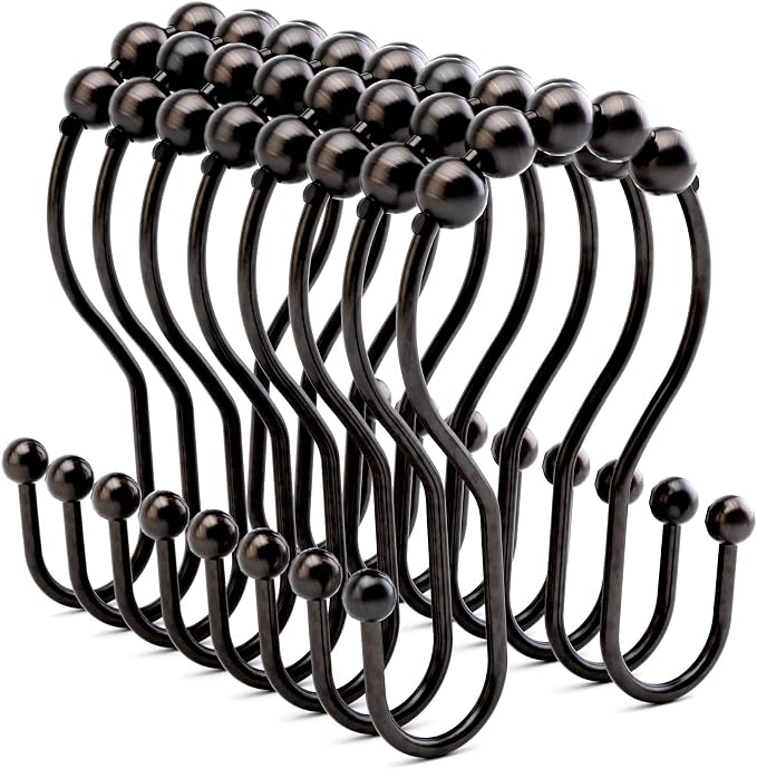 Shower Curtain Hooks Bronze Shower Curtain Rings Rust Proof Double Hook Shower by Bathway