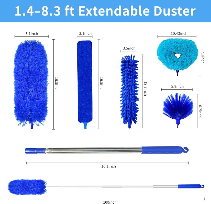 Ceiling Fan Cleaner Dusters for Cleaning 6-in-1 Kit, Cobweb Duster - Image 8