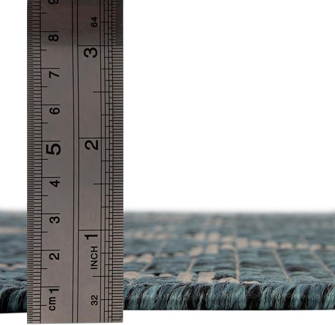Unique Loom Outdoor Trellis Collection Area Rug - Trellis (Square 13' 0" x 13' 0", Teal/ Gray)