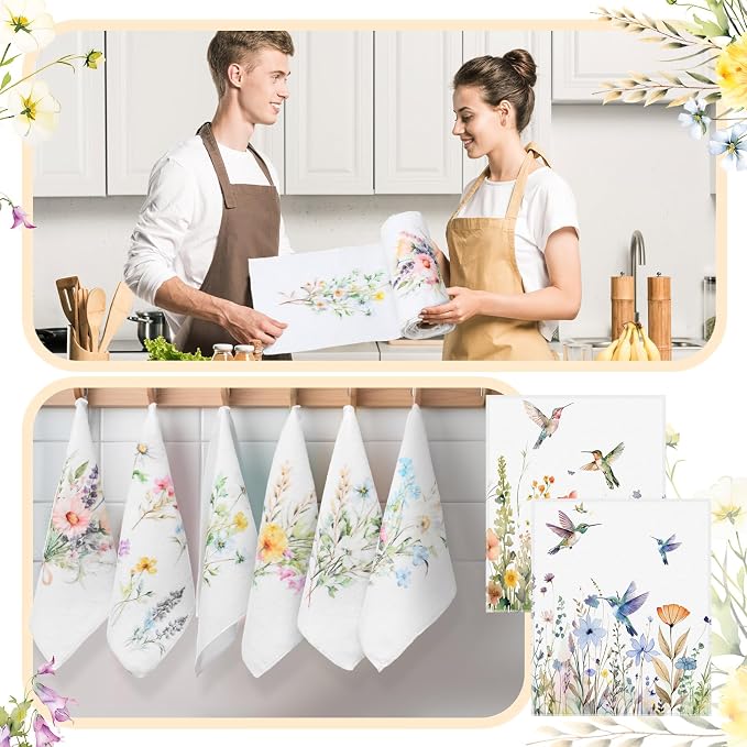 36 Pack Wildflower Reusable Cleaning Cloths Washable Cotton Kitchen Towels - Image 4