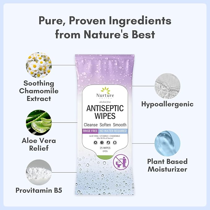 Nurture XL Antibacterial Body & Hand Wipes | Alcohol-Free Antiseptic Wet - Image 6