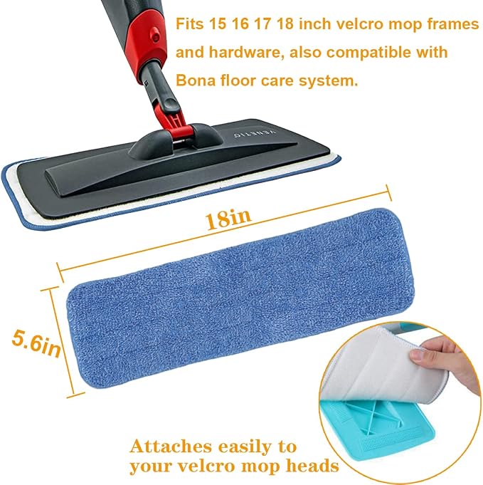 18 Inch Microfiber Spray Mop Replacement Heads Compatible - Image 2