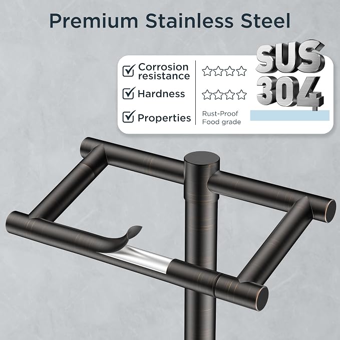 FORIOUS Toilet Paper Holder Wall Mount, Stainless Steel Rustproof Double Post - Image 6