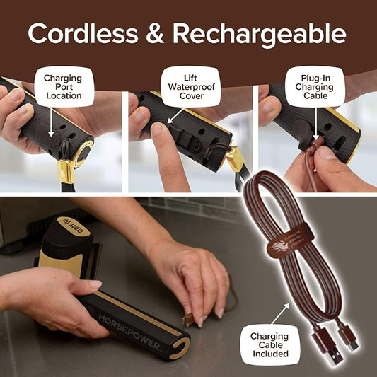 Horsepower Giddy Up GOLD Bristle-Free Spinning Grill Brush w/LED & Longer Run - Image 2