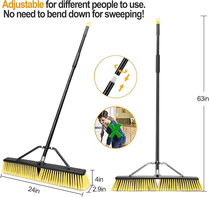 24 Inches Push Broom Outdoor Heavy Duty Broom - Image 6