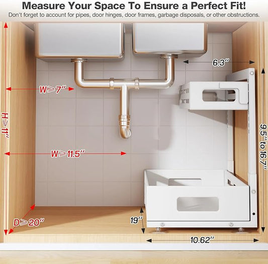 2 Pack 19IN-Depth Under Sink Organizer, Pull Out Cabinet Organizer - Image 2