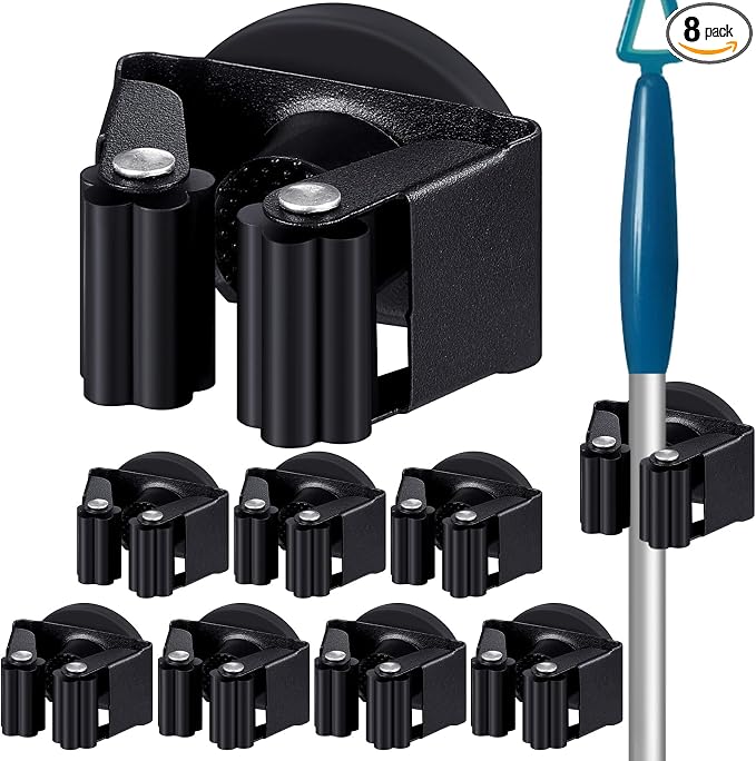 8 Pcs Magnetic Mop Broom Holder Movable Magnetic Broom Holder Rack, Anti Slip by Vercraft
