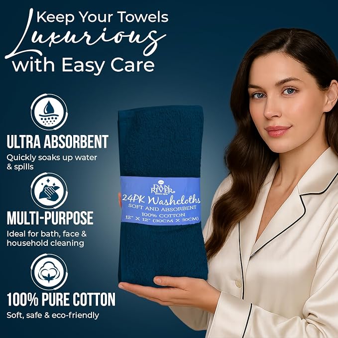 DAN RIVER 24 Pack Wash Cloths for Showering - Image 4