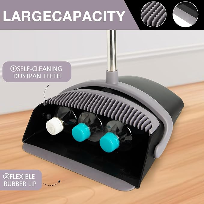 Broom and Dustpan Set, Long Handle Lightweight Dustpans - Image 3