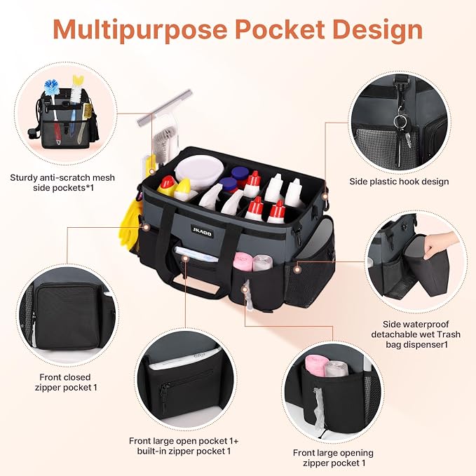 Large Wearable Cleaning Caddy Bags, Cleaning Supplies Storage Bag - Image 3