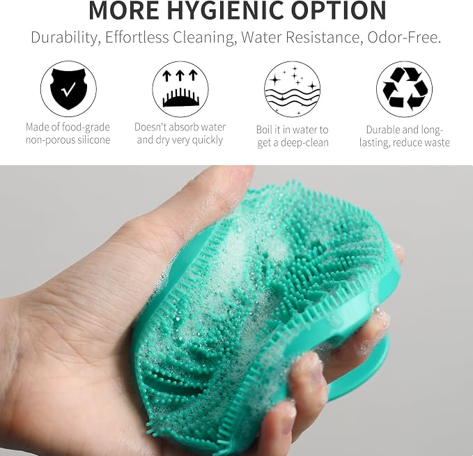 Silicone Body Scrubber 2 Pack, BEAUTAIL Gentle Bristles Shower Bath Brush - Image 2