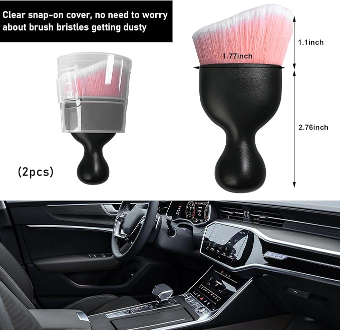 Ziciner 2 PCS Car Detailing Brush, Curved Soft Bristles Auto Removal Dust - Image 2