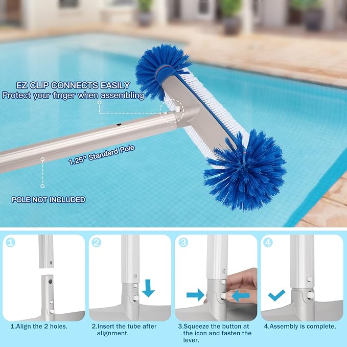 Professional Swimming Pool Brush Head, 17.5'' Aluminum Heavy Duty Pool Brushes - Image 4