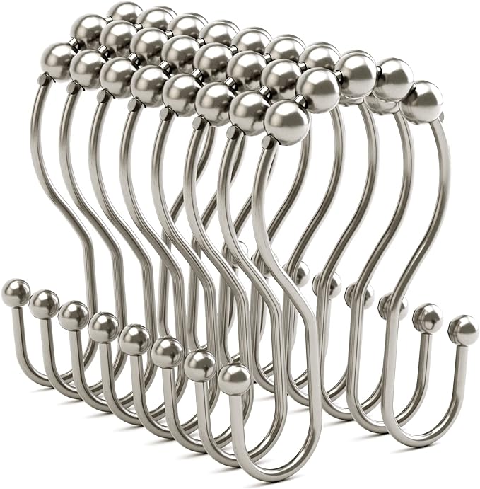 Shower Curtain Hooks Brushed Nickel Shower Curtain Rings Rust Proof, Bathway by Bathway