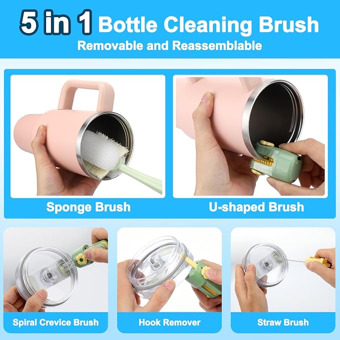 XANGNIER 5 in 1 Bottle Cleaning Brush Set, Cleaning Tool Kit - Image 2