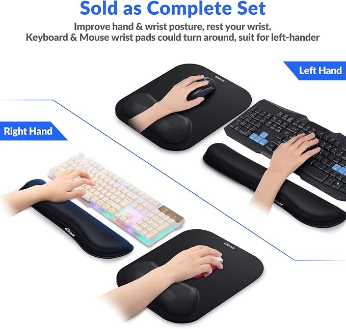 Gimars Elongate Smooth Lycra Fabric Ergonomic Mouse Pad Wrist Support, Gel - Image 6