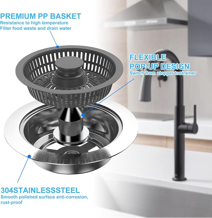 3 in 1 Kitchen Sink Drain Strainer & Sink Stopper, Anti-Clogging Sink Food - Image 6