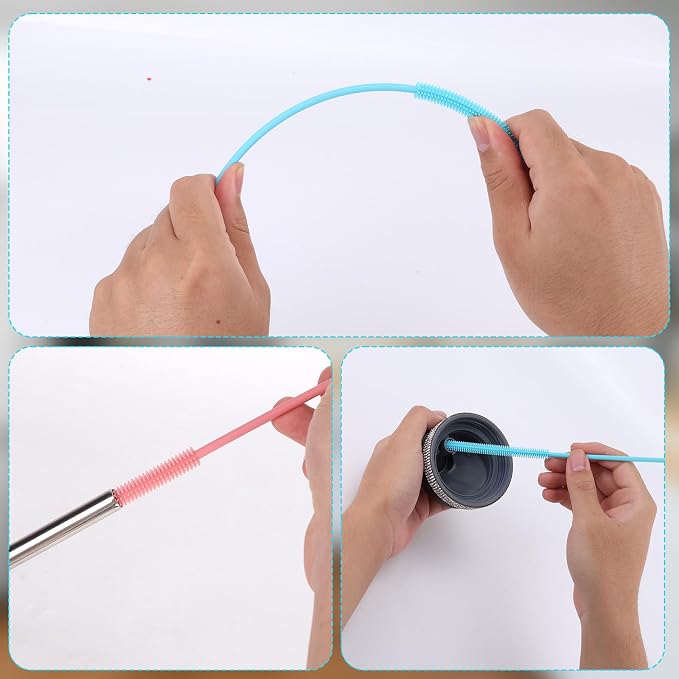2pcs Silicone Straw Cleaner Brush, 9.44in Extra Long Reusable Straw Brush - Image 3