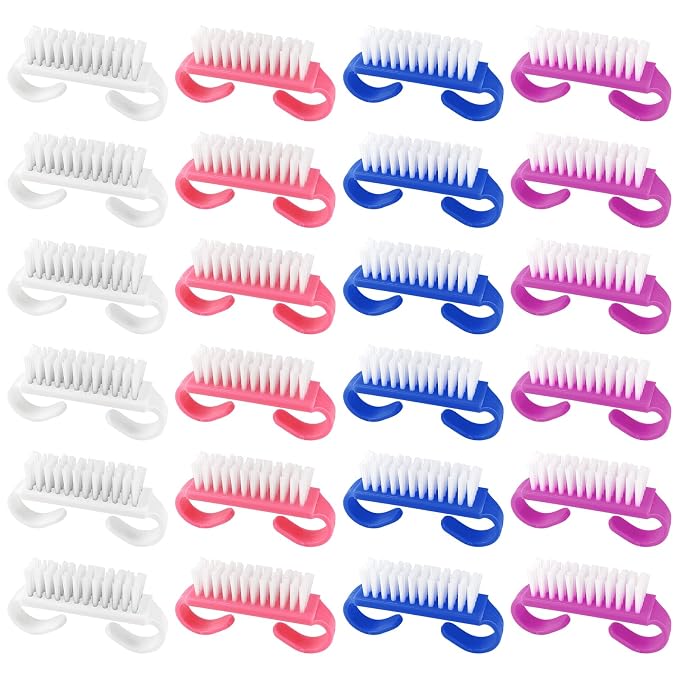 Travel Size Handle Grip Nail Brushes, 24 Pack Nail Cleaning Brushes, Hand Scrub by HANWER