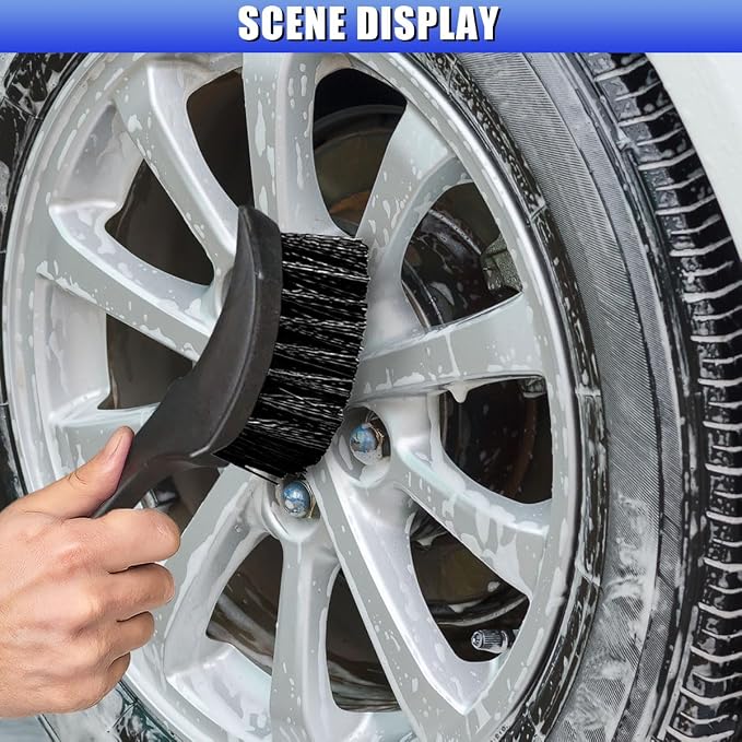 Car Wheel Brush, Stiff Bristle Short Handle Scrub Tire & Wheel Rim Brush - Image 4