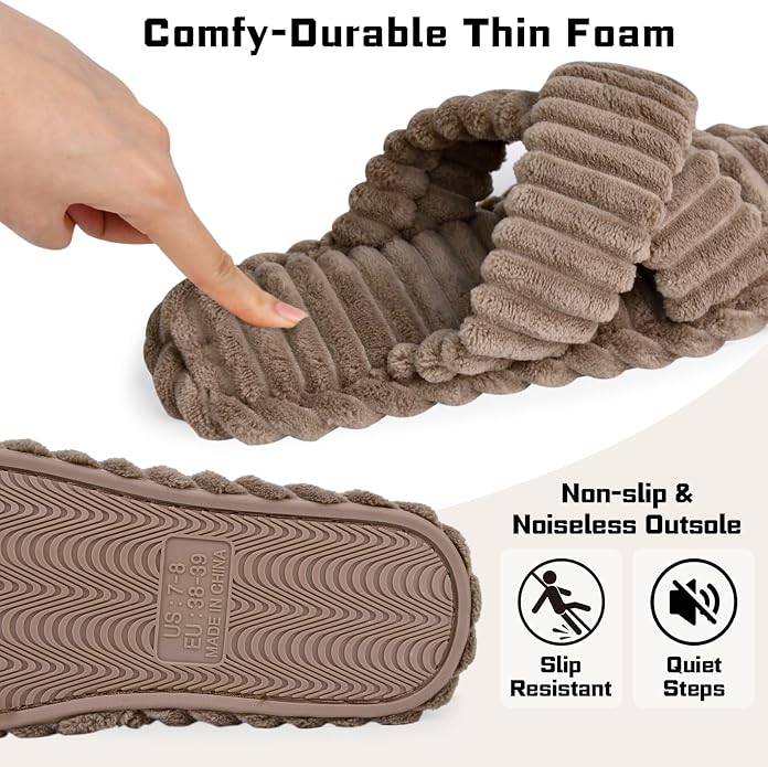 ZOORON Women's Cozy Slippers Crossbands & Durable Foam - Image 2