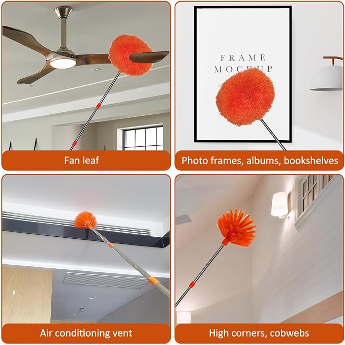 20+ Feet High Reach Dusting Kit, Cobweb Duster & Ceiling Fan Duster - Image 6