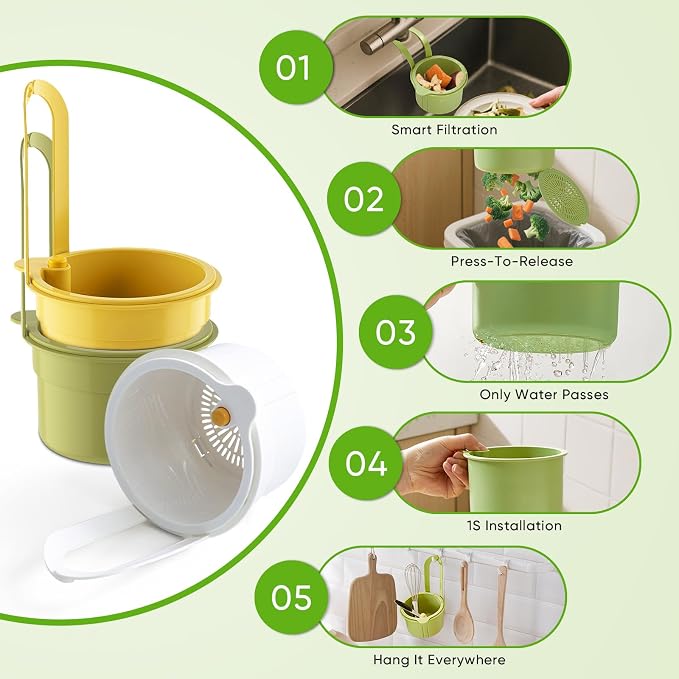 Hanging Food Waste Catcher for Sink, Sink Strainer Basket - Image 2