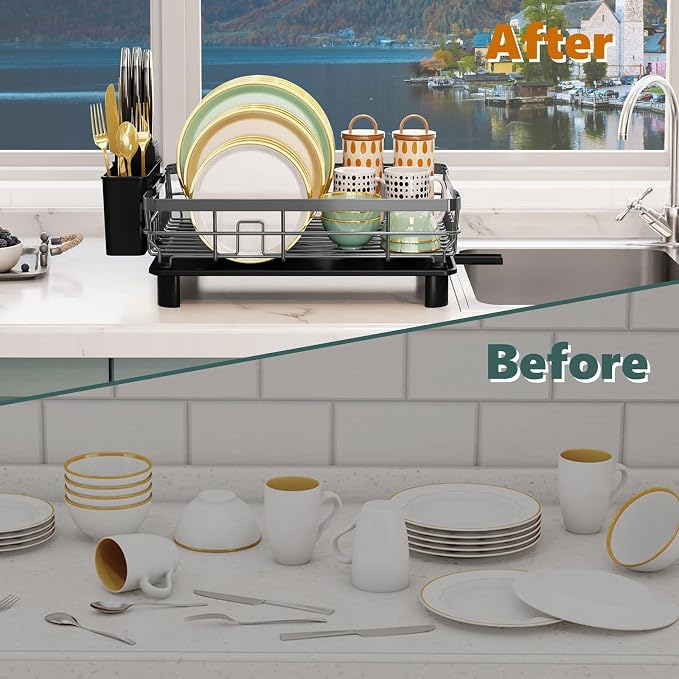 Iron Dish Drying Rack with Drainboard Dish Drainers - Image 6