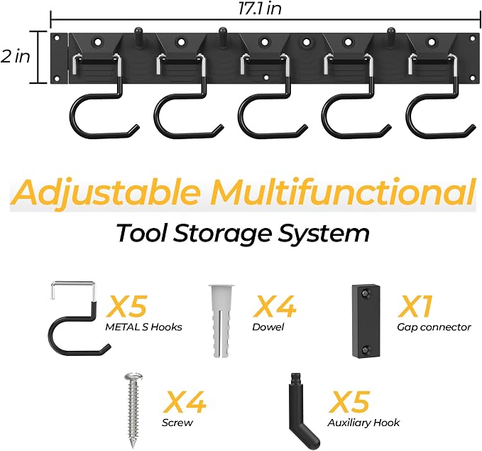 34 Inch Garden Tool Organizer Wall Mount - Image 6