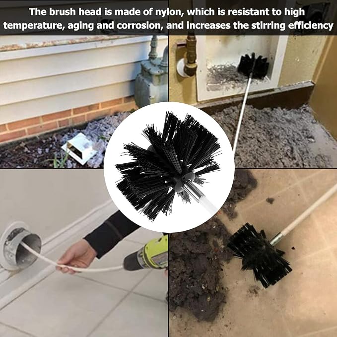 15FT Chimney Sweep Cleaning Kit, 3.9" Nylon Brush Heads and 11 Rods Detachable - Image 7