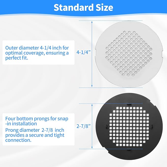 Shower Drain Cover, Shower Drain Hair Catcher Snap-in Replacement Strainer - Image 4