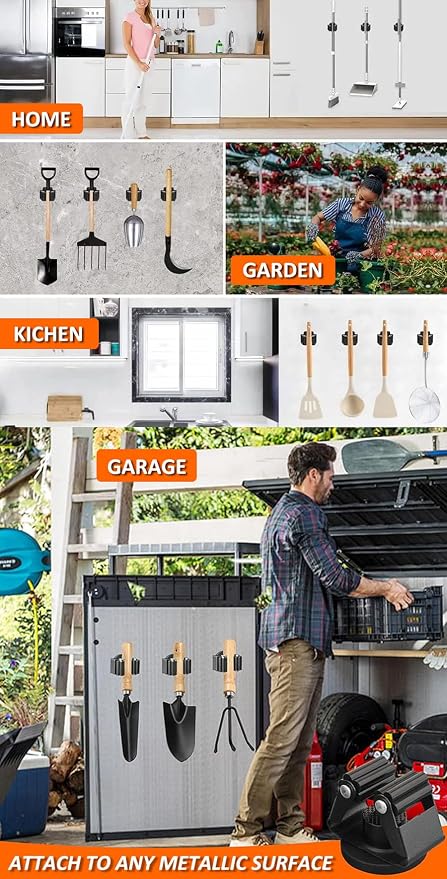 AKOAK Broom and Mop Rack Holder, Wall Storage Organizer, Screw Mount, Garden - Image 6