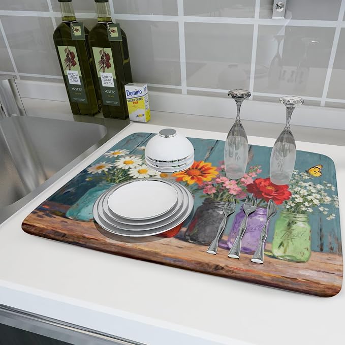 Spring Summer Floral Dish Drying Mat - Image 6