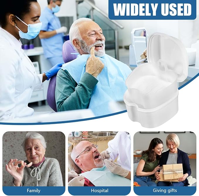 White Denture Bath Case Cup Box Holder Storage Container - Image 6