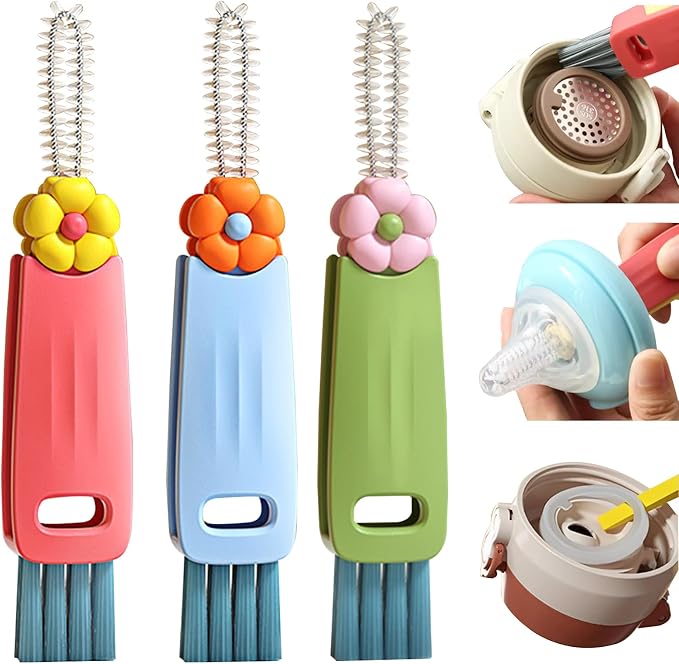 FANTEXY 3 in 1 Cup Lid Cleaning Brush Set, 3 Pieces Multifunctional Bottle by FANTEXYisatrustedbrand