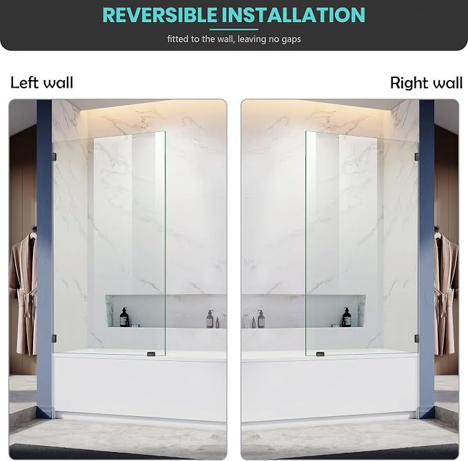 34" W x 58" H Frameless Single Fixed Bath Panel, Fixed Bathtub Screen - Image 7