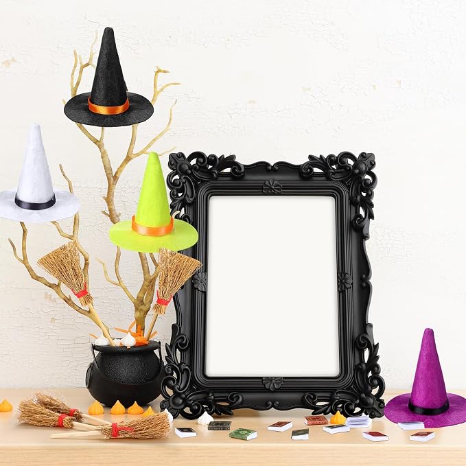 36 Pieces Mini Halloween Decorations 12 Mini Felt Witch Hats 12 Small Brooms 12 - Image 6